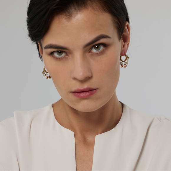 Incredible Colourful Diamonds Hoop Earrings - Picture 3 of 6